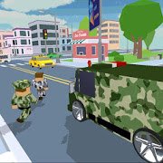 Blocky Army City Rush Racer MOD much money