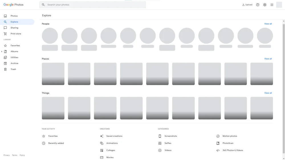 Google Photos PC new design